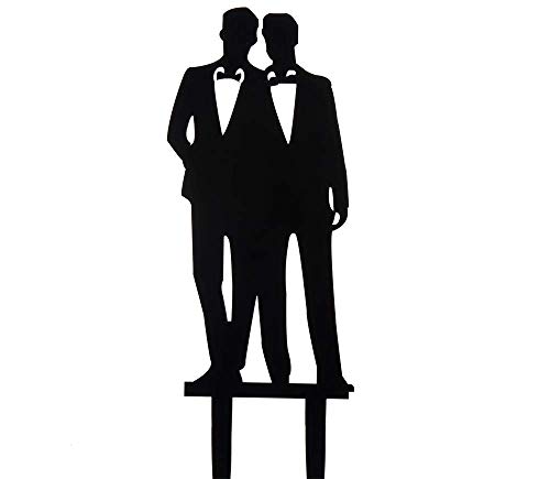 YAMI COCU Décoration de gâteau de mariage gay Silhouette en acrylique pour couple, marié et marié