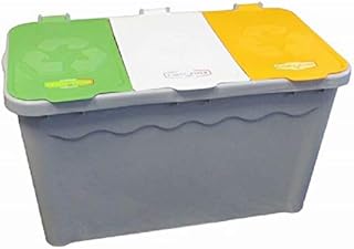 House&Style 7522 Vulcano Unitris Contenitore Raccolta differenziata con Ruote e Ferma Buste, Grigio, 44 x 80 x 45 cm