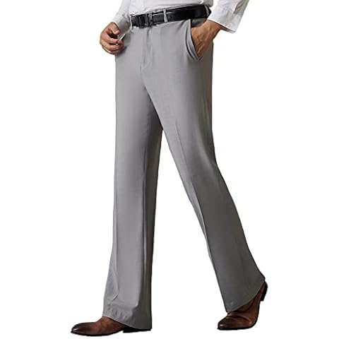 HAORUN Men Bell Bottom Pants Vintage 60s 70s Flare Formal Dress Trousers Slim Fit Cover