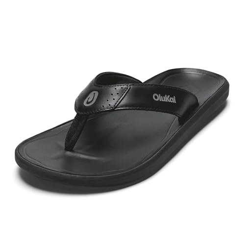 Image of OLUKAI Pili Men's Leather Sandals, Sleek & Versatile Design, Comfortable & Waterproof Straps, Arch Support & Everyday Wear