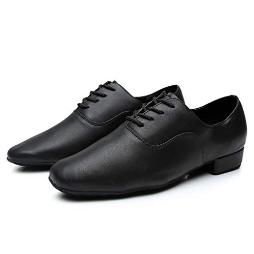 Men Leather Loafers Low Heel Slip On Business Work Shoes for Ballroom Tango Comfortable Lace Up Dance Shoes2