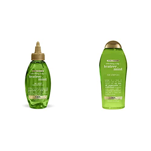 OGX Extra Strength Refreshing + Invigorating Teatree with Witch Hazel Astri with OGX Extra Strength Refreshing Scalp + Teatree Mint Shampoo, Invigorating Scalp Shampoo with Tea Tree