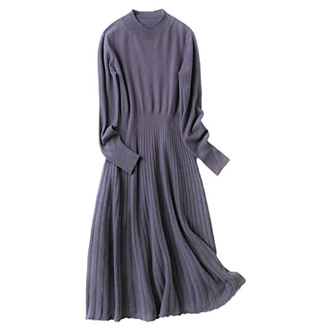 Women Loose Long Dress Cashmere Pullovers Strip Drawing Sleeve Wool Knitting Jumpers Gray XL Cover