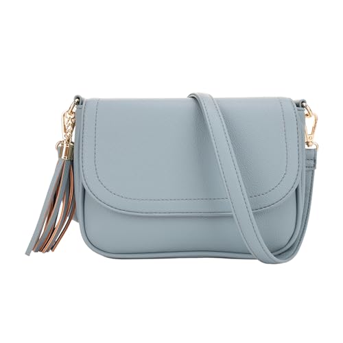 Image of EVVE Small Crossbody Bags for Women Trendy Flap Saddle Purses with Tassel Vegan leather Shoulder bag