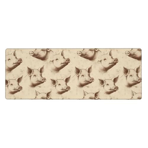 Grand tapis de souris de jeu cochon mignon caoutchouc bords cousus clavier PC