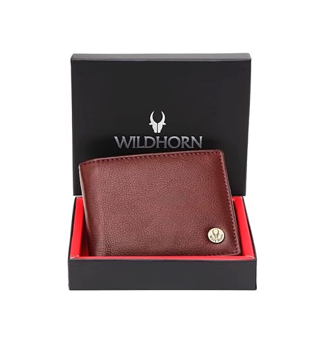 Image of WILDHORN RFID Protected Leather Wallet for Men,Brown