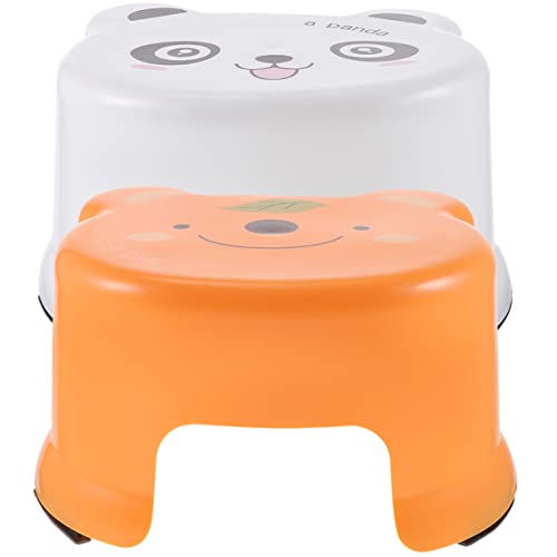 Happyyami 2Pcs Step Stool Skid Bathroom Stool with Fun Cartoon Design Lightweight and Plastic for Nursing and Multi Purpose Use