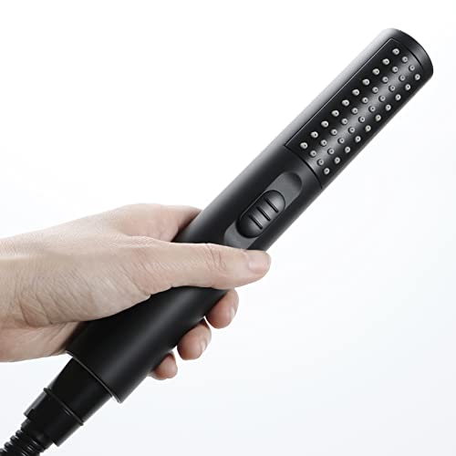 Pomme de douche haute pression noire ABS avec flexible 150cm et support - 4