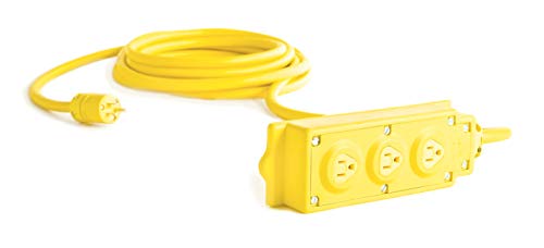Woodhead 31593A143IN Super-Safeway Outlet Box, Multi-Tap Strip, Inline GFCI, Manual Reset, Open Neutral Relay, NEMA 5-15 Configuration, 2 Poles, 3 Wires, 14/3 SJOW Cord Type, 25ft Cord Length, 15A Current