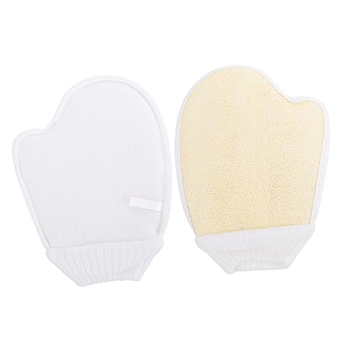 MUSISALY 2Pcs Exfoliating Shower Gloves Loofah Bath Towels for Body Scrubbing Fit Bathing Scrubbers for Men and Women for Deep Cleaning and Skin