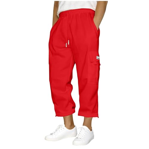 bmkBWO Cargo Pants for Men High Waisted Lightweight Baggy Fleece Sweatpants Sweat Pants with Pockets