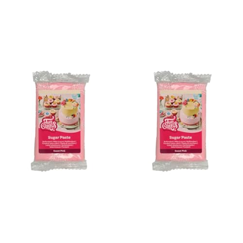 FunCakes Pâte à Sucre Sweet Pink: facile à utiliser, lisse, flexible, douce et pliable, parfaite pour la décoration de gâteaux, halal, casher et sans gluten. 250 g (Lot de 2)