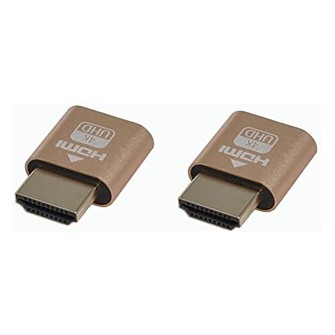 WLGQ 4K HDMI Dummy Load Virtual Plug High Resolution Virtual Monitor Display Emulator Next Generation Headless Display Adapter (Gold Color - 2pcs) Cover