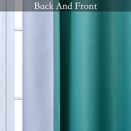 Image of SimpleHome Ombre Gradient Teal White to Gray Curtains for Bedroom, 42Wx63L | Room Darkening Curtains,Light Blocking Thermal Insulated Grommet Window Curtains for Living Room,2 Panels,63 Inches Length