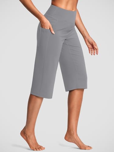 Image of ISEEGZ 15 inch / 18 inch / 21 inch / 25 inch Capri Pants for Women High Waist with Pockets Women's Capris Workout Yoga Pants Loose Straight Leg