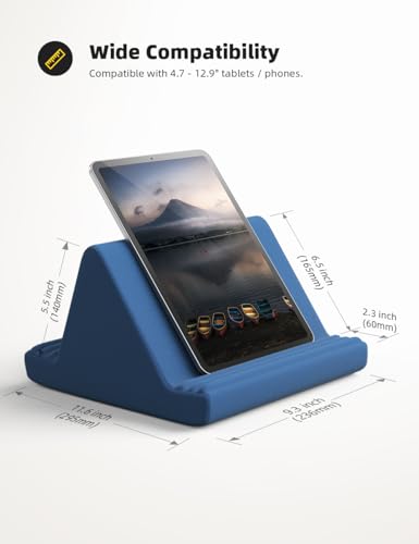 Image of Lamicall Tablet Pillow Stand, Pillow Soft Pad for Lap - Tablet Holder Dock for Bed with 6 Viewing Angles, for iPad Pro 9.7, 10.5, 11, 12.9 Air Mini 4 3, Kindle, Galaxy Tab, E-Reader, Royal Blue