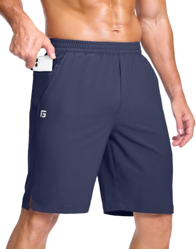 Image of GGJ Men's Lightweight Athletic Shorts with 2 Zipper Pockets 7 inch /9 inch /5 inch Gym Workout Running Quick Dry Tennis Shorts for Men
