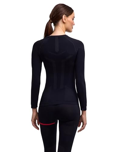 FALKE Women's Warm Round Neck W L/s Sh Functional Yarn Quick Dry 1 Piece Base Layer Top, Black 3000 Iconic, S