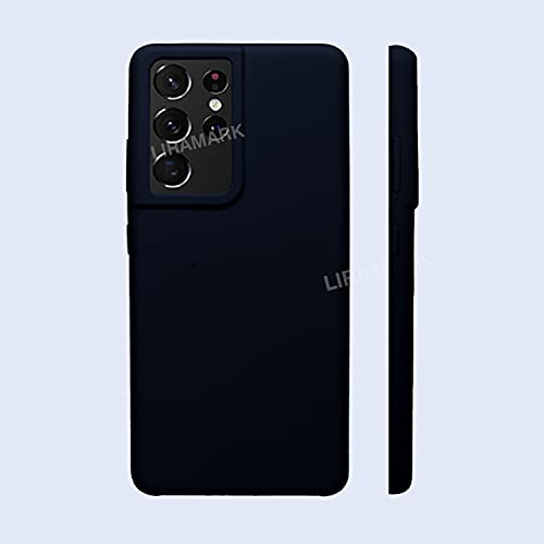 Image of LIRAMARK Liquid Silicone Soft Back Cover Case for Samsung Galaxy S21 Ultra (Midnight Blue)