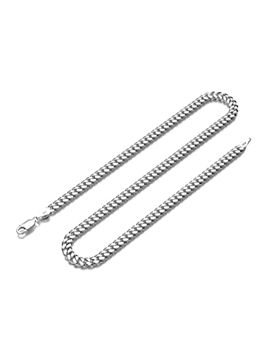 Waitsoul 925 Sterling Silver Cuban Chain Lobster Clasp 3mm Silver Cuban Link Curb Chain Necklace for Women Men Diamond Cut 16-30 Inches(20)