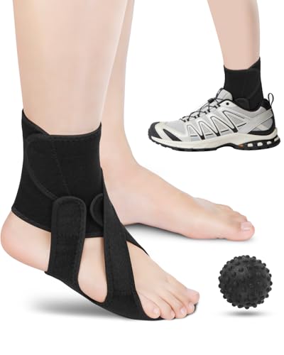 Snqqmtt Foot Drop Brace Adjustable Foot Brace for Walking, Ankle Foot Orthosis Provide Foot Drop and Ankle Support, for Walking with Shoes, Socks, or Barefoot, for MS, TBI, Stroke, Use Day & Night, Includes a Massage Ball