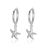 MALOYANVE Starfish Hoop Earrings for Women Girls Simple Delicate Handmade 14K Gold Filled Small Boho
