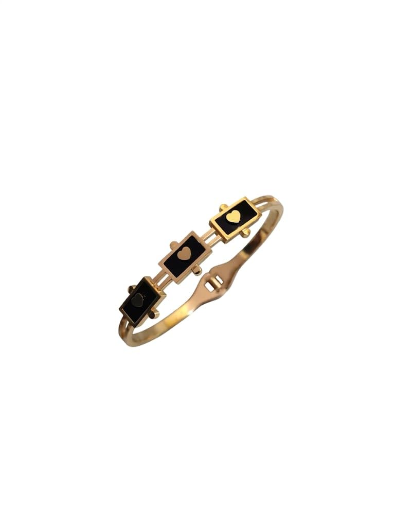 Gold-Tone Bangle Bracelet with Black Enamel Square Links and Heart Motif - Review, Price and Buying Guide