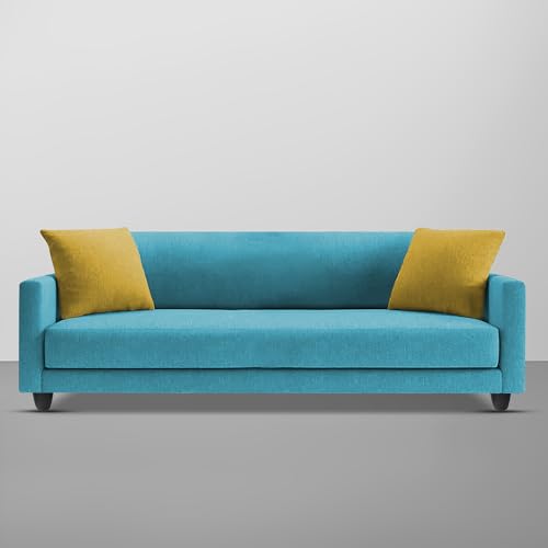 Image of Casaliving Dominic 3 Seater Sofa Set for Living Room (Turquise Fabric) Premium Fabric Sofa