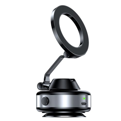 Cieloveci Snap Mount Handy Halterung Vakuum Magnetisch Auto Halterung 360 Drehbar Faltbar Universell Für Smartphones Anti-Rutsch Anti-Vibration Für Armaturenbrett Windschutzscheibe (Silber)