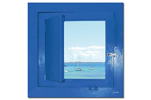 Glücksvilla - Ventana al mar - Varias dimensiones (moderno lienzo de 2 cm, 50 x 50 cm) de DE - Impresión XXL decorativa de pared cuadrada - Lanzarote Hotel Puerto Atlántico x