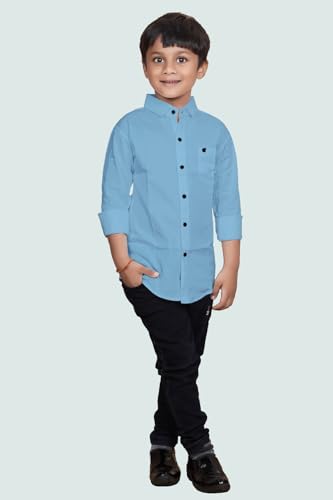 Image of Boys Solid Casual Shirt in Cotton Fabric