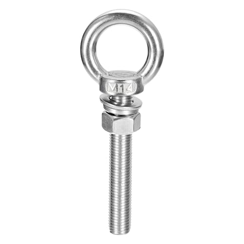 Image of uxcell Lifting Eye Bolt, 1 Set M14 x 100mm Eye Bolt with Nut Washer 304 Stainless Steel Shoulder Lifting Ring Eye Bolt for Hanging Item