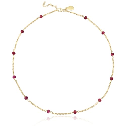 Abshel Dainty Gold Necklace For Women,Trendy 18K Gold Plated Sterling Silver Choker Necklace Thin Beaded Ruby Choker Necklaces Womens Simple Jewelry Gift For Valentines Day thumb #3
