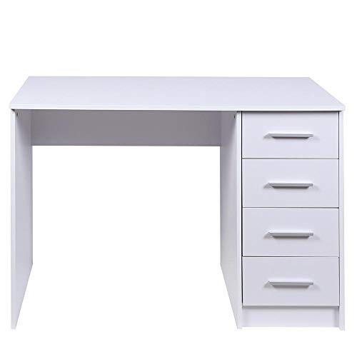 Meuble de bureau blanc gain de place avec 4 tiroirs Bakaji - 5