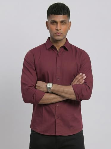 Image of DOXIC Men's Cotton Shirt with Spread Collar Neck Full Sleeves Classic Style Solid Pattern Regular Fit and Standard Length | Formal & Casual Wear Shirts