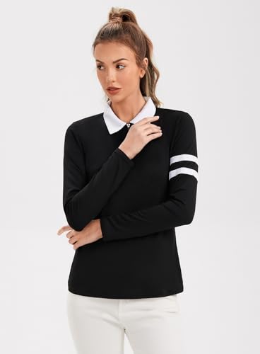 Image of Soneven Women's Golf Shirt Moisture Wicking Long Sleeve Shirt Half Zip Pullover Athletic