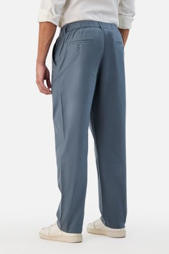 Image of SNITCH Men Casual Trousers| Baggy Fit Mid Rise Solid Plain Front Style | Breathable Cotton Blend & Lightweight Linen Fabric for Summer & Everyday Outings