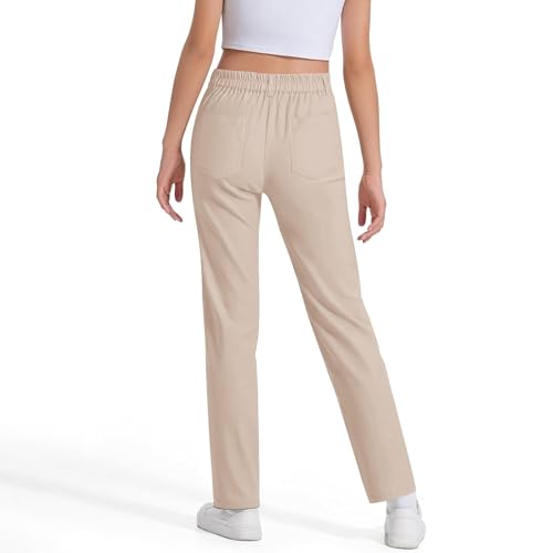 Uniform Pants for Girls Kids Dress Trousers High Stretchy Straight Leg Pull On Twill Pant with Pockets School Uniforms4