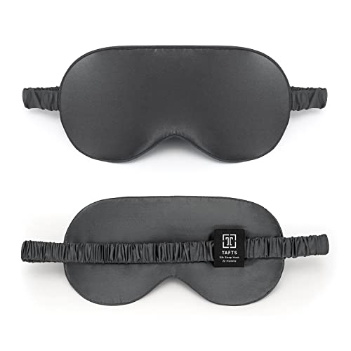 TAFTS シルクスリープマスク - 22mm 100%ピュアマルベリー6A シルク&目隠し ソフトアイマスク 軽量 旅行 昼寝 キャンプ用 (チャコールグレー)