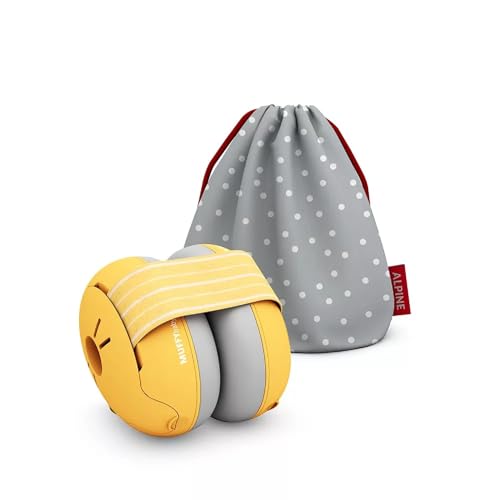 Alpine Muffy Baby - Ear Protection for Babies up to 36 Months - 23 dB - Baby Noise Protection Headphones Prevent Hearing Damage and Improve Sleep on the Go - Adjustable Headband - Yellow