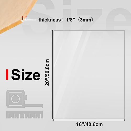 Image of KINLINK 16x20 Plexiglass Sheets 1 /8 inch Thick, 3mm Clear Cast Acrylic Sheet, Plastic Board for DIY Project, Craft, Window Glass, Table Top, Picture Frame, Acrylic Sign and Wedding Invitation 2 Pack