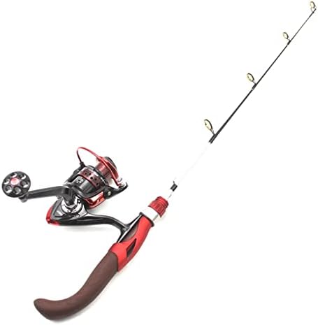 Portable 65cm Ice Fishing Rod and Reel Combo, Curved Handle Winter Fishing Pole, Trout Tackle Set for Boat and Ice Fishing, Durable Fishing Gear