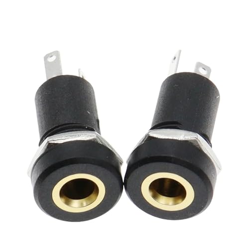 Conector jack de audio PJ392A negro de 3 polos estéreo para soldar con tuercas 3