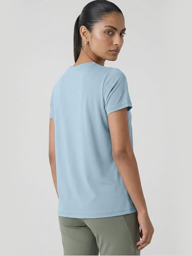 Image of Enamor Short Sleeve Crew Neck Regular Length Basic Dry Fit Workout Crew T-Shirt for Women - Relaxed Fit, Quick Dry, Antimicrobial - A309