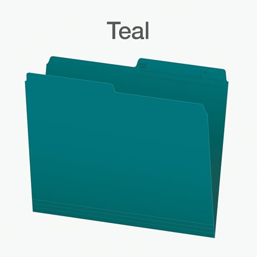 Pendaflex File Folders, 1/2 Cut Tab, Letter Size, Teal, Durable Paper Stock, 100/Box, Ideal for Office/Home/School Organization, Made in Canada, Reversible File Organizers image 1