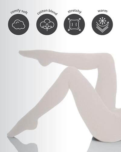 Image of MeMoi Boston Ribbed Cotton Sweater Tights, Warm Opaque Winter Tights