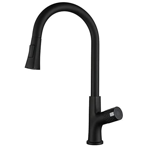 WOTZOV Grifo de Cocina sin Contacto, Negro Mate, Inteligente, de inducción, con rociador extraíble, Mezclador extraíble de latón, Monomando, 2 Modos de rociado.