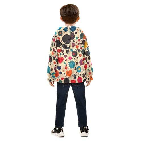 Watercolor Stars Circles and Hearts Girls Fleece Jacket Girls Fall Jacket Girls Zip Up Hoodie Girls Sherpa Jacket 2-10T4