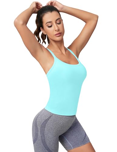Image of MathCat Workout Tank Tops for Women with Built in Bra, Sleeveless Gym Tops Seamless Racerback Athletic Yoga Shirts