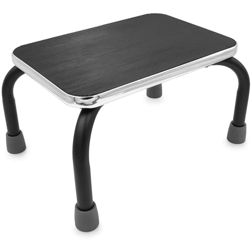 DMI Foot Stool for High Beds, Elderly Daily Living Stool, 300 Pound Weight Capacity, Non-Slip Textured Grip, Safe Stool for Seniors, Portable, Black, 539-1904-0099